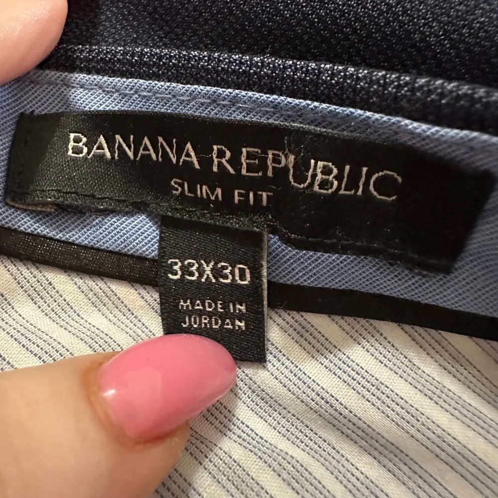 Banana Republic Mens 33x30 Slim Fit Navy Blue 100% Wool Dress‎ Pants Trousers